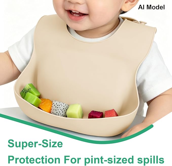 Set of 3 Silicone Bibs for Babies Toddler, Soft Adjustable Bibs for Baby Girl - Image 6