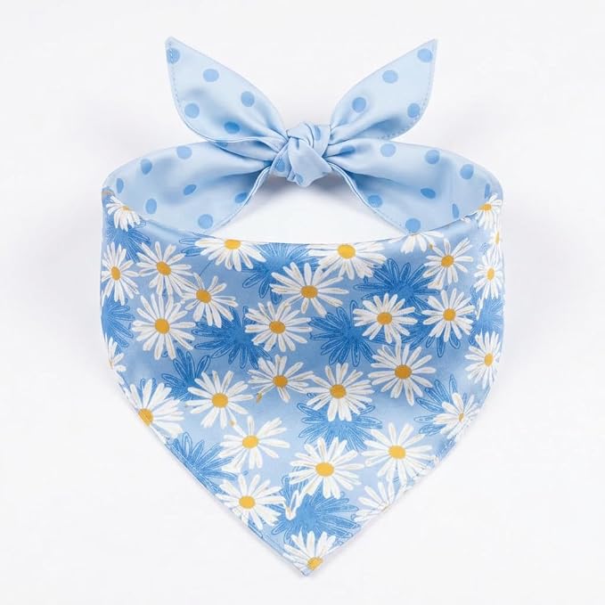 Spring Dog Bandana, Summer Dog Bandanas Boy Girl, Daisy Dog Scarf by YummipawsPetBandana