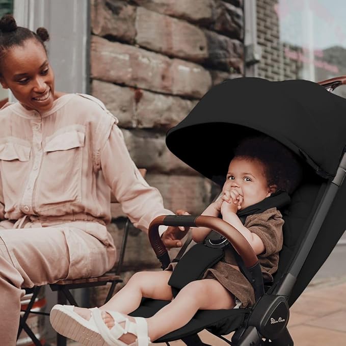 Silver Cross Clic Compact Stroller – Lightweight Travel Stroller for Newborn to Toddler (Birth to 55 lbs), One-Hand Fold, Lie-Flat Seat, Airplane Cabin Approved, UPF50+ Canopy, Space Black