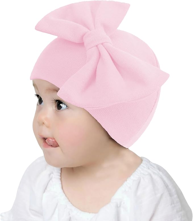 UTTPLL Newborn Beanies Cap No Scratch Mittens Set 0-6 Months Infant Bow Caps - Image 6