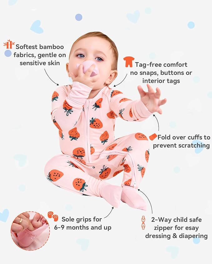babee Reshinee Viscose Derived from Bamboo Baby Footie Pajamas Convertible - Image 2