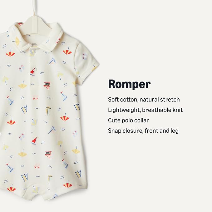 Amazon Essentials x Sofia Grainge Baby Boys' Short Sleeve Cotton Romper - Image 3