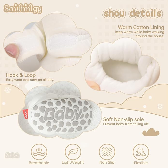 Sawimlgy Newborn Infant Baby Girl Boy Cotton Booties Stay On Sock Slippers Soft - Image 5