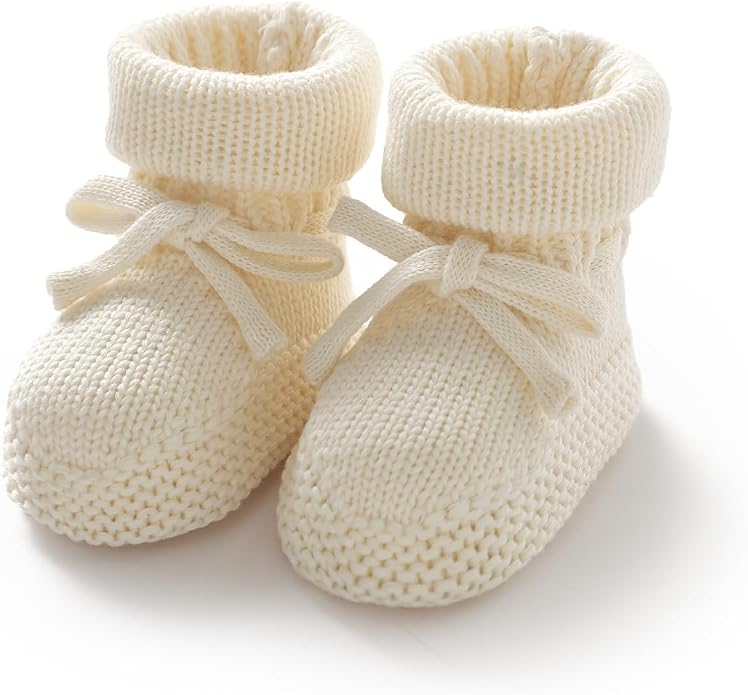 Hadetoto Newborn Baby Booties Cotton Knit Shoes | Soft, First Walkers, by Hadetoto