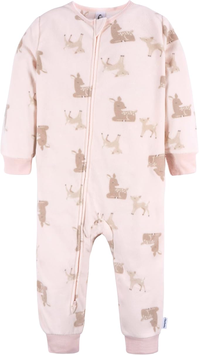 Gerber Baby & Toddler Girls Loose Fit Fleece Footless Pajamas 3-Pack - Image 2