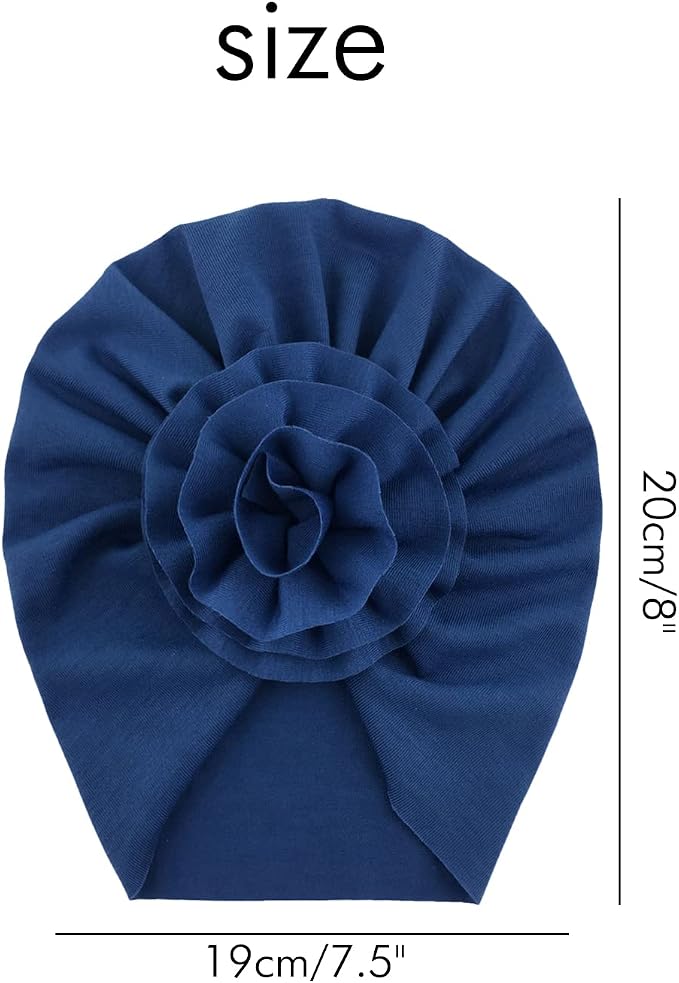 inSowni 8 Pack Solid Nursery Hospital Turban Hat Cap Beanie Bonnet - Image 6