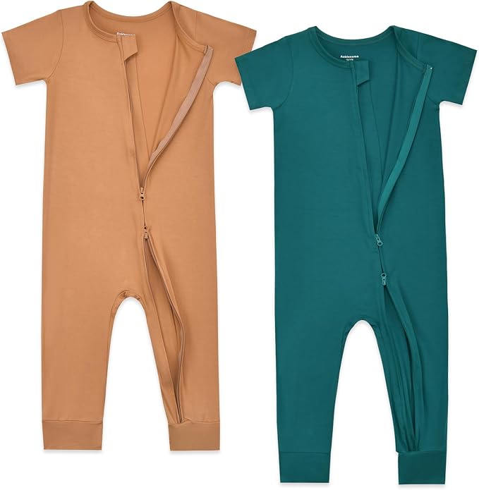 Aablexema Baby Short Sleeve Romper Bamboo Rayon Pajamas | Infant Summer Jumpsuit - Image 3