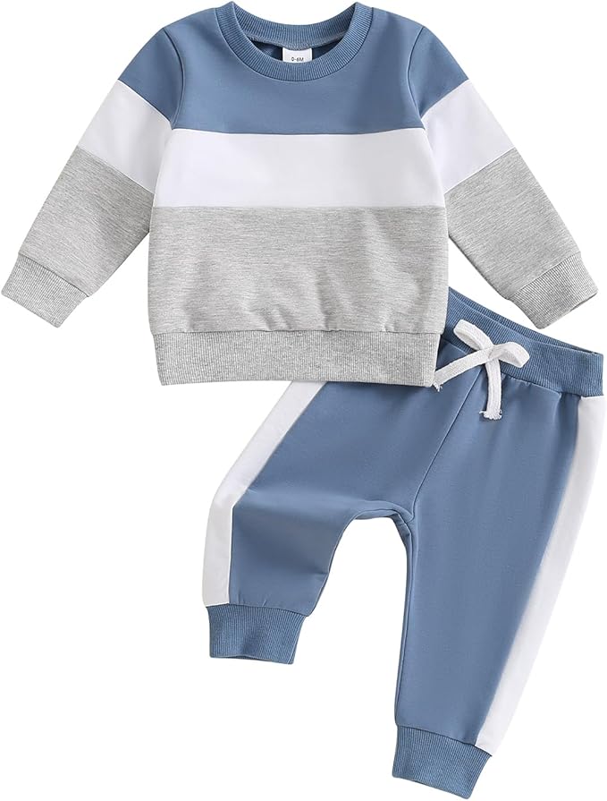 Toddler Baby Boy Fall Outfits Long Sleeve Crew Neck Pullover Sweatshirt + Jogger Pants Set Infant Winter Clothes