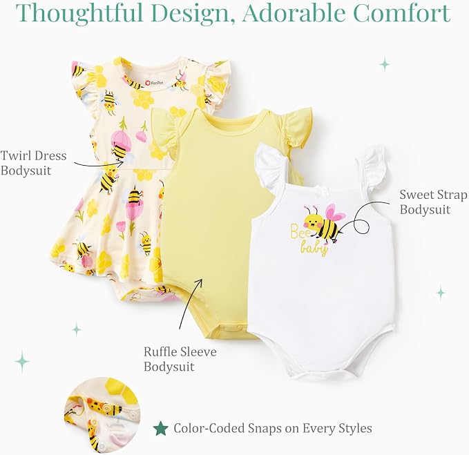 PATPAT Baby Girl Bamboo Viscose Bodysuits Set - Image 5