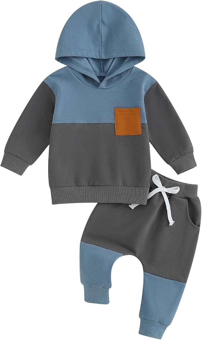 Infant Baby Boy Fall Winter Clothes Outfit Hooded Long Sweatshirt Pant Set by LIOMENGZI