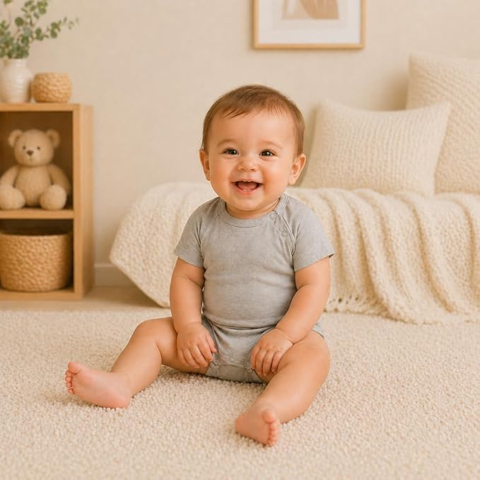 GUISBY Baby Romper 3-Pack Short Sleeve Rayon of Bamboo Bodysuit Set, 0-24M | - Image 8