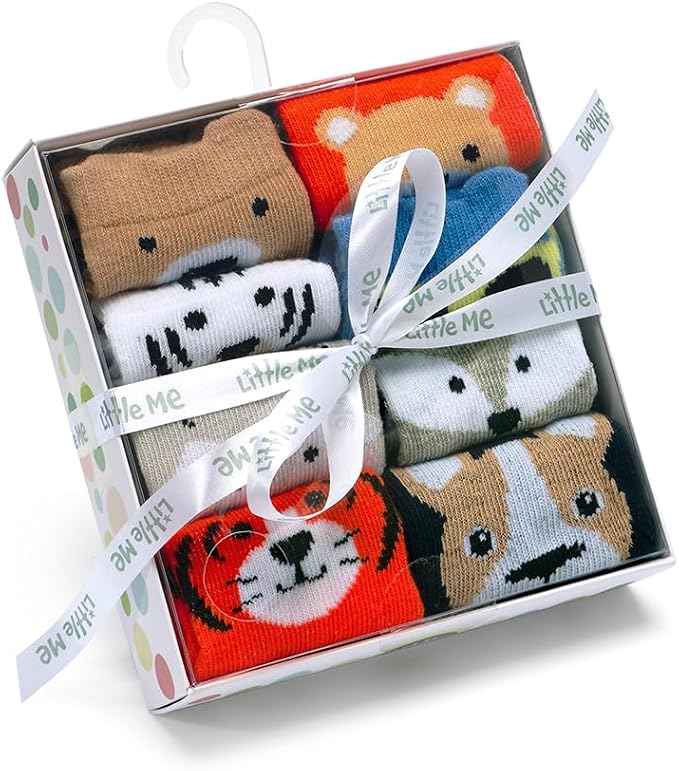 Little Me 8-Pack Baby Socks, Animal Charter Themed, 0-12 Months - Image 7