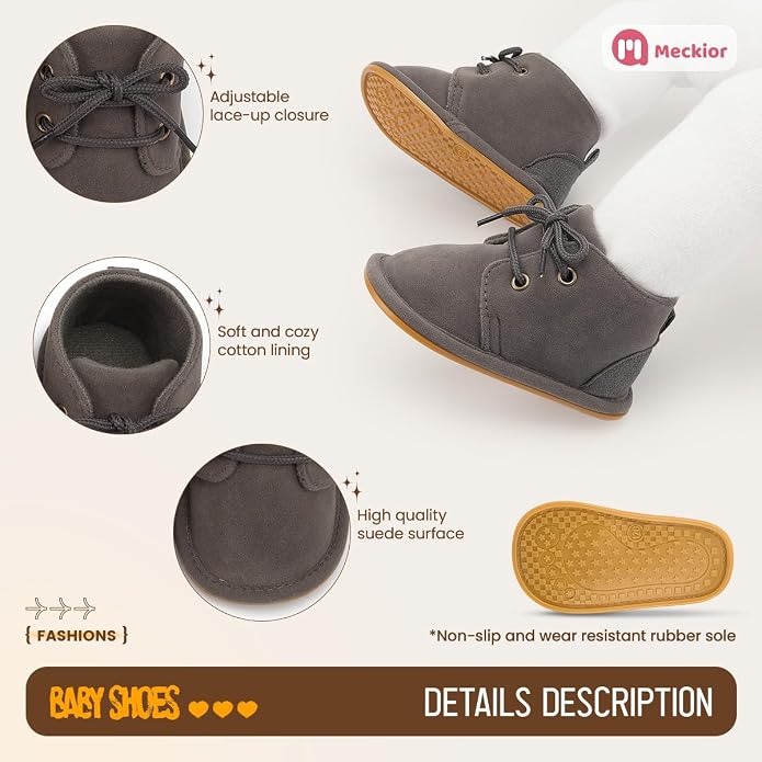 Meckior Baby Booties Newborn Infant Unisex Baby Girls Boys Velvet Rubber - Image 5