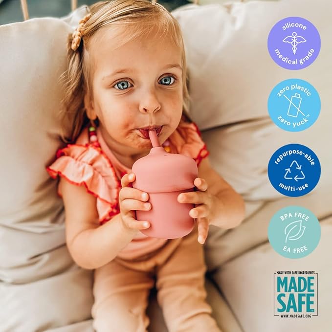 Pura my-my Silicone Straw Cup | Spill Proof, Reusable, Food Grade Silicone, Plastic-Free | For Kids, Toddlers, Babies & Infants - (Mint)