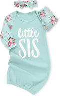 AMAWMW Newborn Baby Girl Little Sister Sleeper Gown Stripe Long Sleeve by AMAWMW