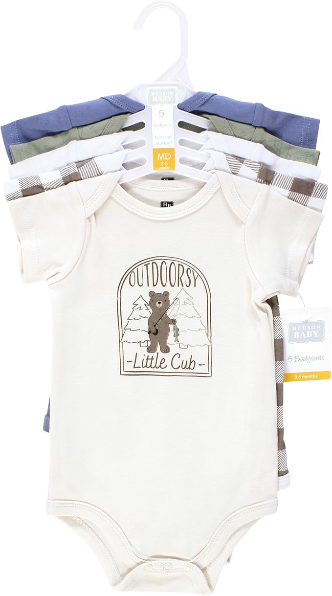 Hudson Baby Unisex Baby Cotton Bodysuits 5-pack - Image 2