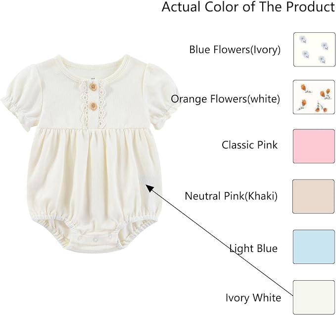 Ruliby Baby Girls Clothes Cotton Bubble Romper Summer Newborn Outfits | - Image 3