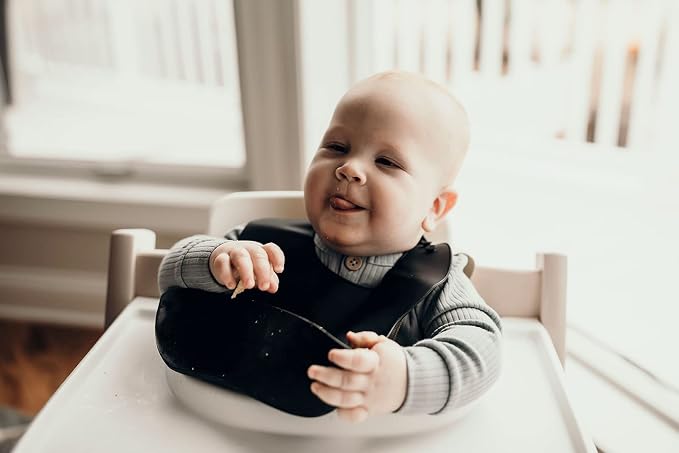 Three Little Tots Modern Silicone Baby Bib – Adjustable Fit Waterproof Catch - Image 6