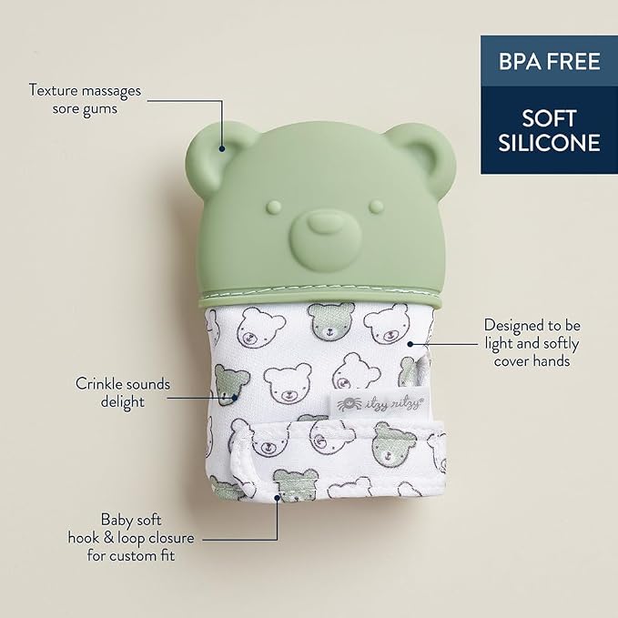 Itzy Ritzy Silicone Teething Mitt, Soothing Infant Teething Mitten - Image 4