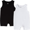 DEFAHN Viscose made from Bamboo Baby Boy Sleeveless Romper 2 Pack Infant Solid by DEFAHN