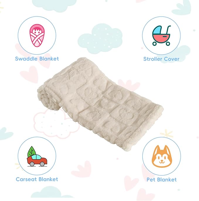 5 Pcs Baby Blanket Heart Checkered Ultra Soft Gift-Ready Plush - Image 3
