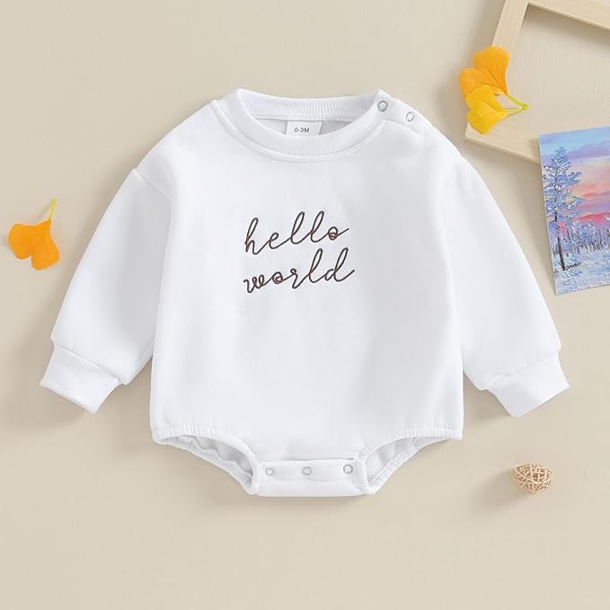 VISGOGO Newborn Infant Baby Boy Girls Oversized Romper Little Dude Sweater Onesie Coming Home Outfit Neutral Clothes