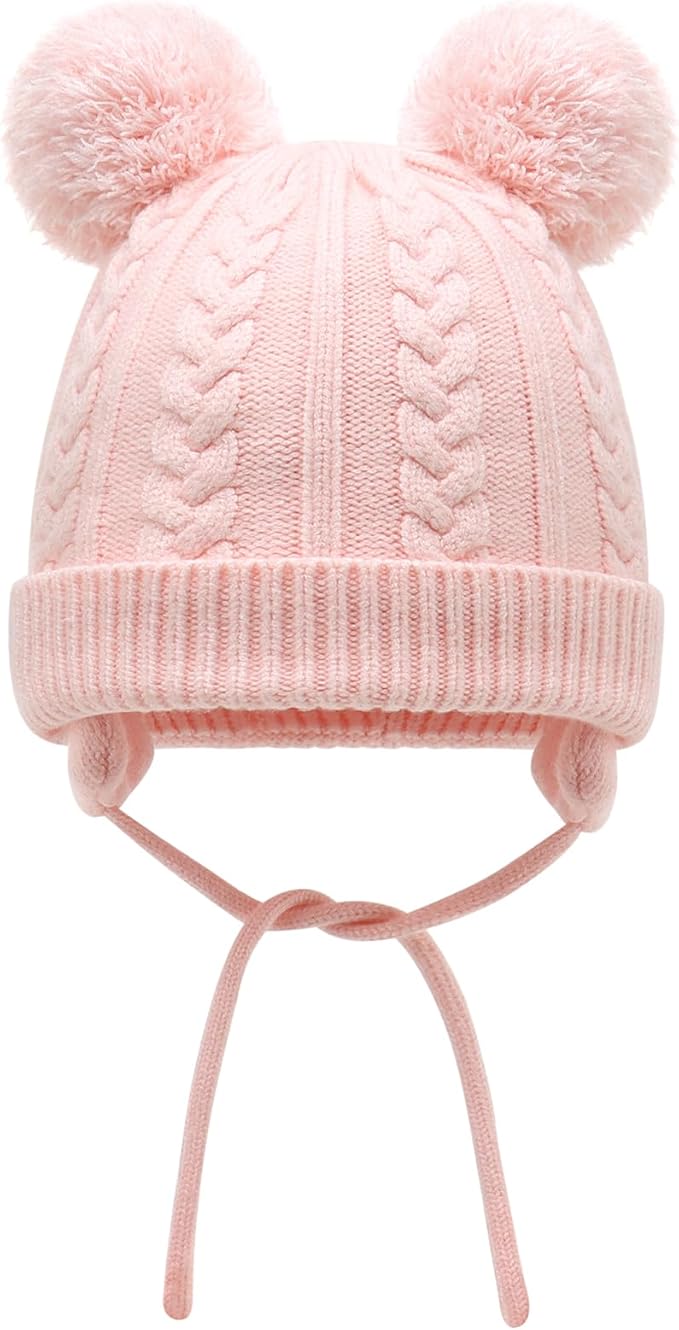 Duoyeree Toddler Winter Hat with Earflap Scarf Hood Thick Warm Kids Skull Cap for Baby Girls Boys