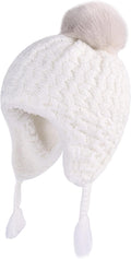 LANGZHEN Toddler Kids Infant Winter Hat,Earflap Knit Warm Cap Fleece Lined Beanie for Baby Boys Girls