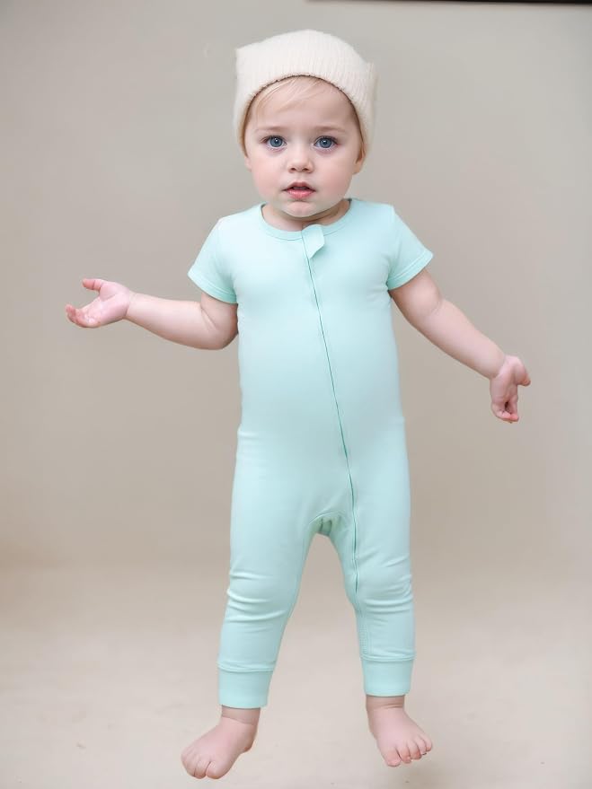 Aablexema Baby Short Sleeve Romper Bamboo Rayon Pajamas | Infant Summer Jumpsuit - Image 6