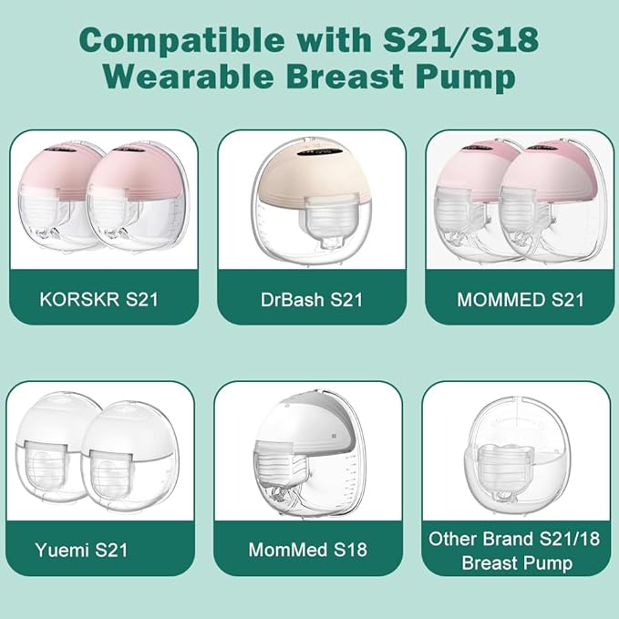 2 Set Full Milk Collector Cup Flange 24mm Compatible with S18/S21/S23 Breast Pump Replacement Accessories,Extra Duckbill Valve&Diaphragm