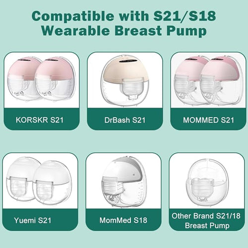 2 Set Full Milk Collector Cup Flange 24mm Compatible with S18/S21/S23 Breast Pump Replacement Accessories,Extra Duckbill Valve&Diaphragm