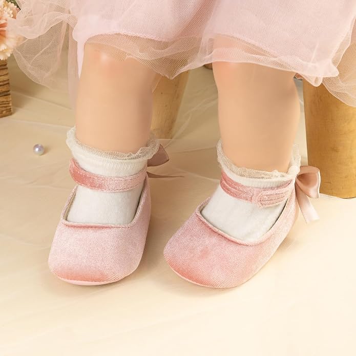 KIDSUN Infant Baby Girls Mary Jane Shoes Non-Slip Rubber Sole Ballet Slippers - Image 2