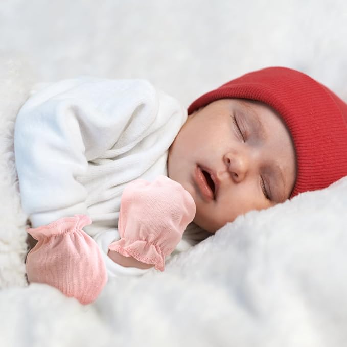 BQUBO Newborn Infant Toddler Mittens No Scratch Cotton Elastic Wrist Gloves - Image 5
