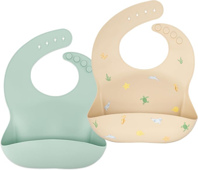 Silicone Bib Set of 2, Waterproof, by avaoliver