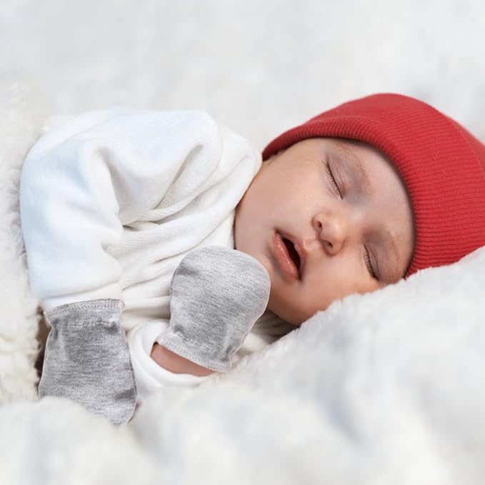 AQOKKA Newborn Baby Mittens No Scratch Cotton Elastic Wrist Gloves Infant - Image 6