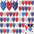 100 Pcs 4th of July Dog Bandanas Bulk Patriotic Paw Prints Pattern by Jeere