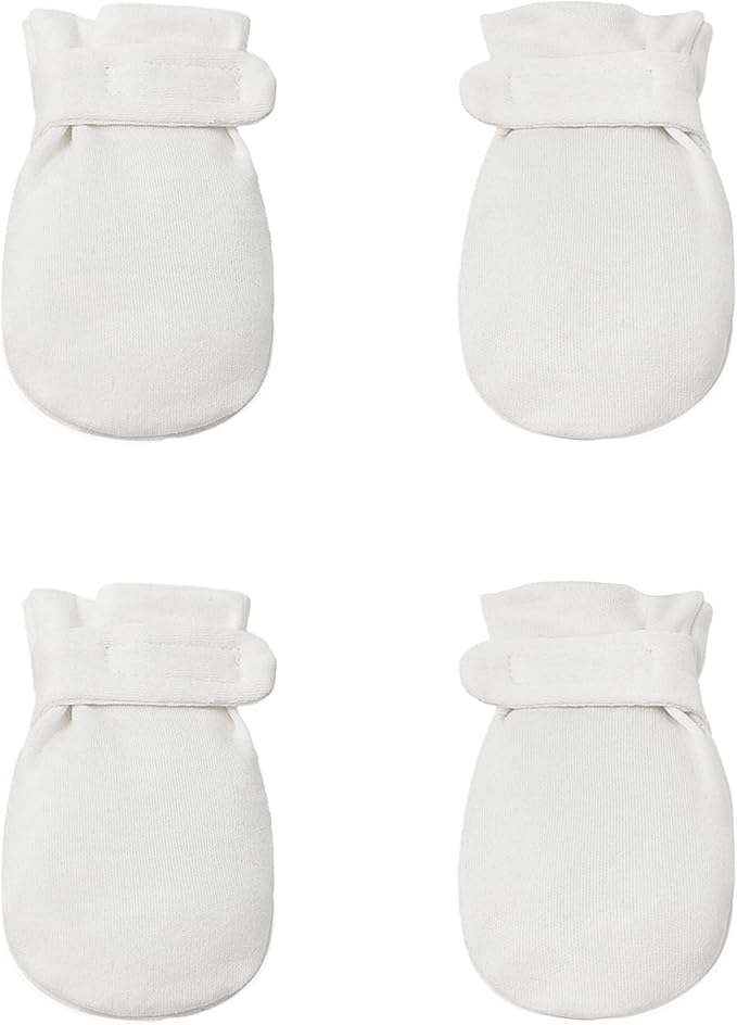 Newborn Baby No Scratch Mittens Stay On, 100% Cotton Breathable, Adjustable by Reyow