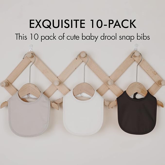 10 Pack Cotton Snap Bibs for Baby Boy Girl, Super Soft Drool Bibs for Teething - Image 7