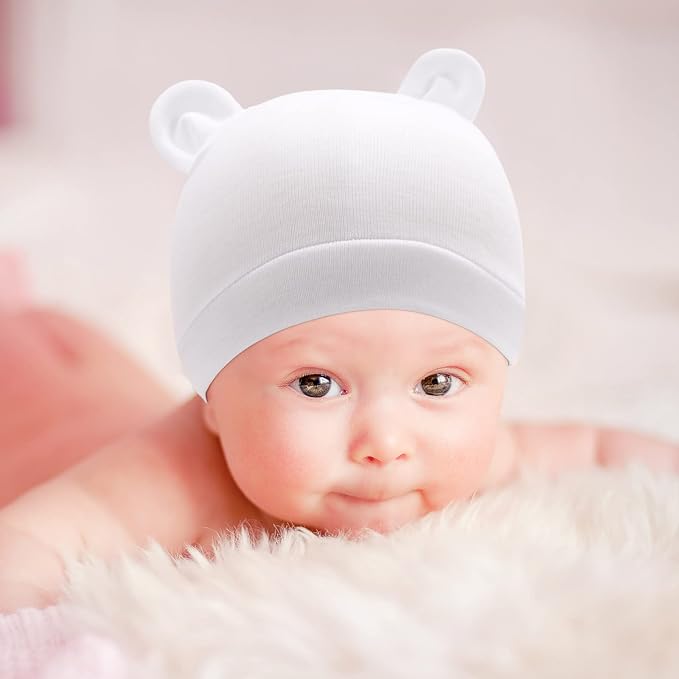 BQUBO Newborn Girls Hats Baby Hat and Mittens Set Infant Caps Bow Hospital - Image 8