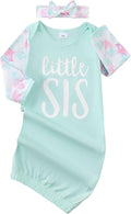 AMAWMW Newborn Baby Girl Little Sister Sleeper Gown Stripe Long Sleeve by AMAWMW