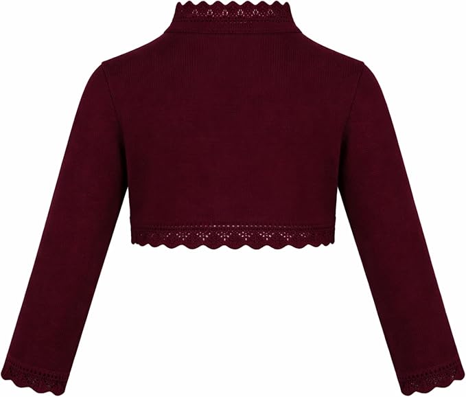 Lilax Little Girls' Knit Long Sleeve Button Closure Bolero Cardigan Shrug - Image 2