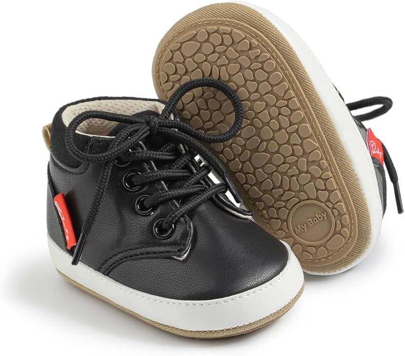 Meckior Toddler Baby Boys Girls High Tops Ankle Sneakers Soft Anti-Slip Sole PU by Meckior