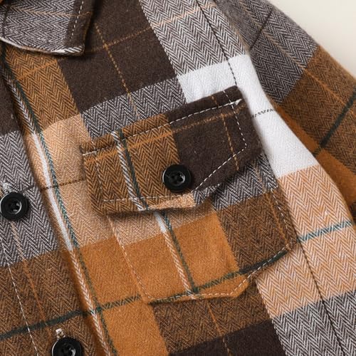 YOUNGER STAR Toddler Kids Boys Girls Flannel Hooded Plaid Shirt Button Baby Red - Image 6