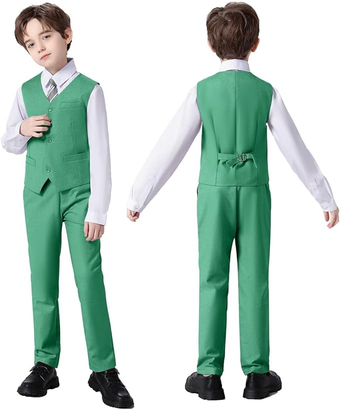 Boys Suit Set Slim Fit Kids Formal Suits Toddler Tuxedo Wedding Prom Classic Suits for Boy Teen Black Blue Dress Outfit