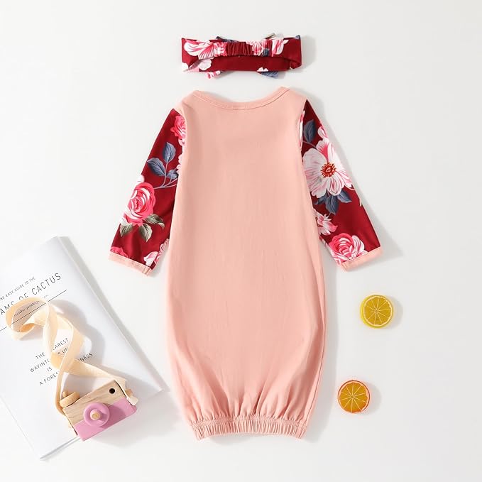AMAWMW Newborn Baby Girl Little Sister Sleeper Gown Stripe Long Sleeve - Image 6