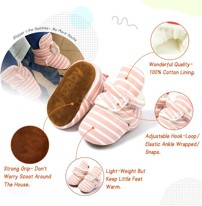 Sawimlgy Newborn Infant Baby Girl Boy Cotton Booties Stay On Sock Slippers Soft - Image 5