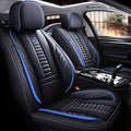Waterproof 5 Car Seat Covers for Suzuki 1999-2025 95% Models, Premium Faux Leather Automotive Front and Back Seat Protectors Compatible with Airbag Black & Blue Line