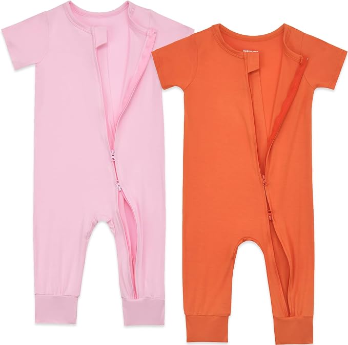 Aablexema Baby Short Sleeve Romper Bamboo Rayon Pajamas | Infant Summer Jumpsuit - Image 3