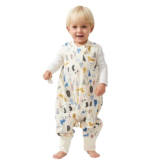 Duomiaomiao 0.5 TOG Toddler Sleep Sack 24-36 Months 100% Cotton Lightweight Baby Sleep Sack with Feet, Breathable Comfy Toddler Wearable Blanket