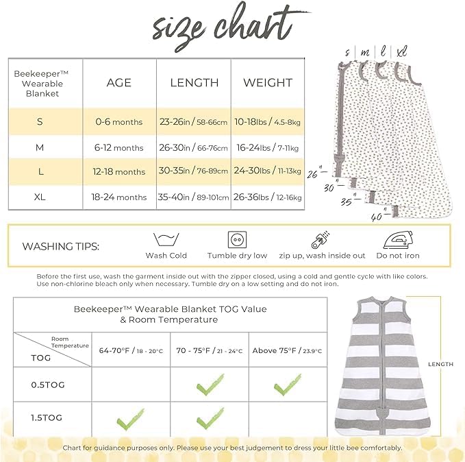 Burt's Bees Baby Infant Wearable Blanket, Organic Cotton Unisex Beekeeper - Image 2